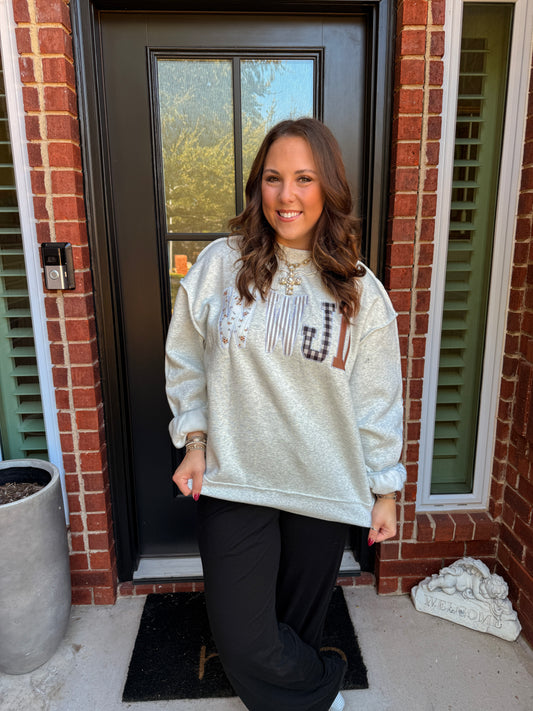 WWJD Embroidered Mock Neck Sweatshirt