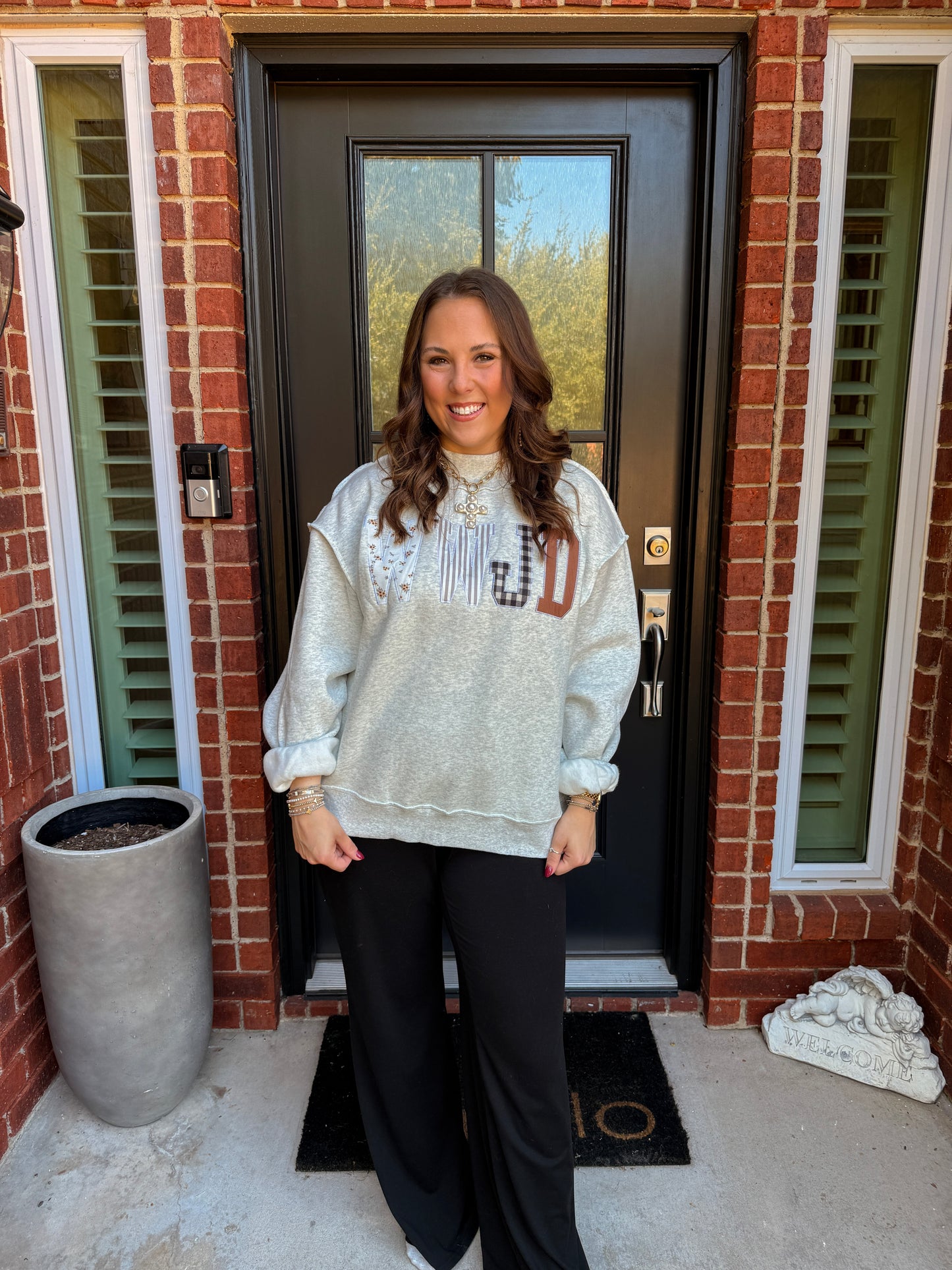 WWJD Embroidered Mock Neck Sweatshirt