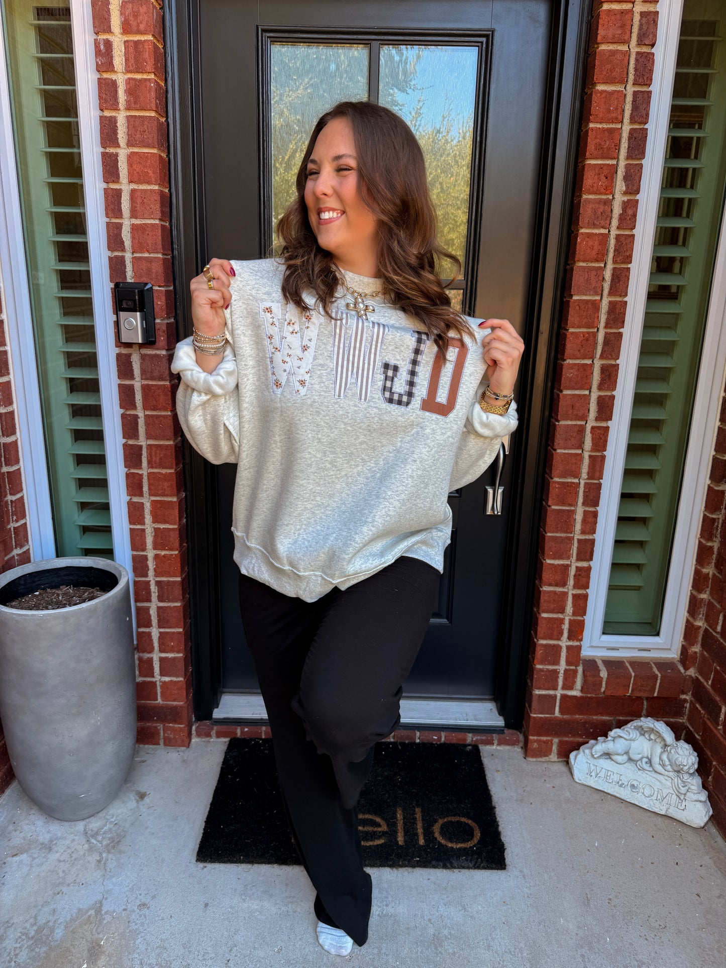 WWJD Embroidered Mock Neck Sweatshirt