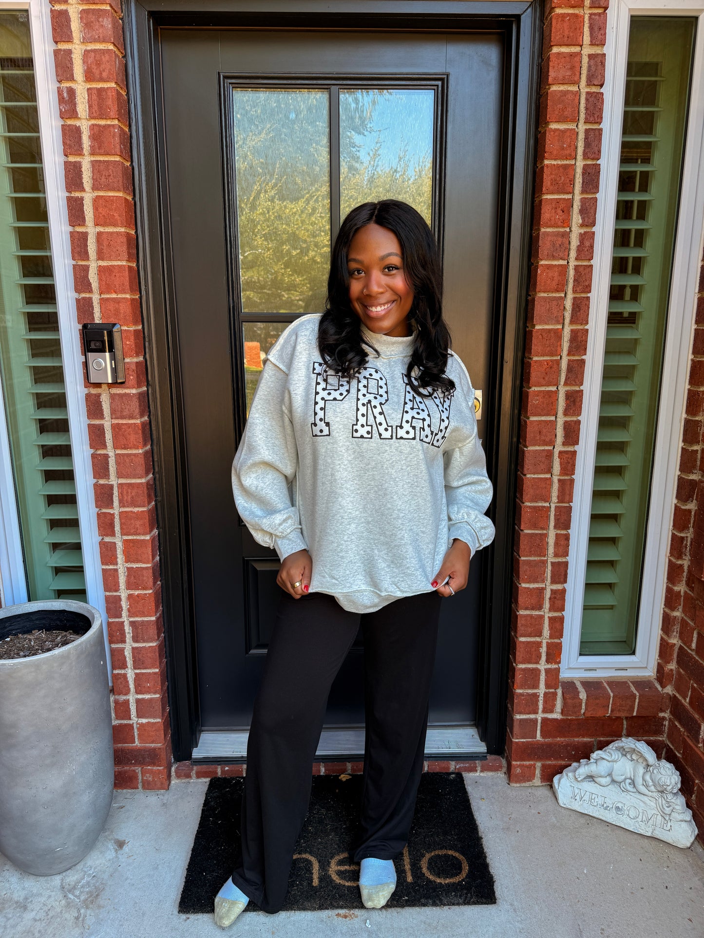Pray Polka Dot Mock Neck Sweatshirt