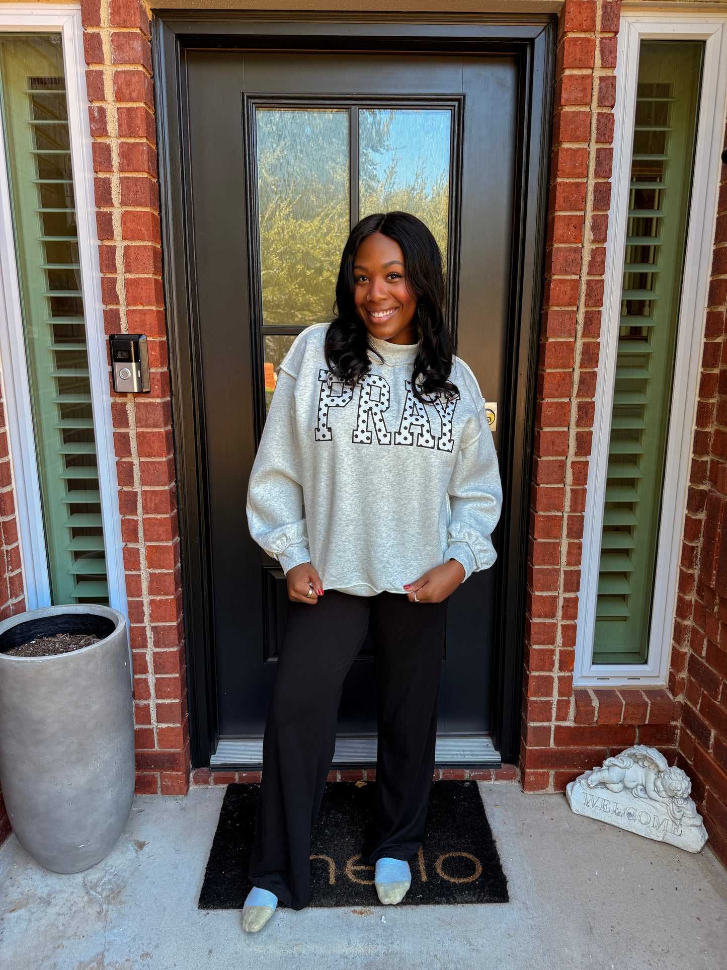 Pray Polka Dot Mock Neck Sweatshirt