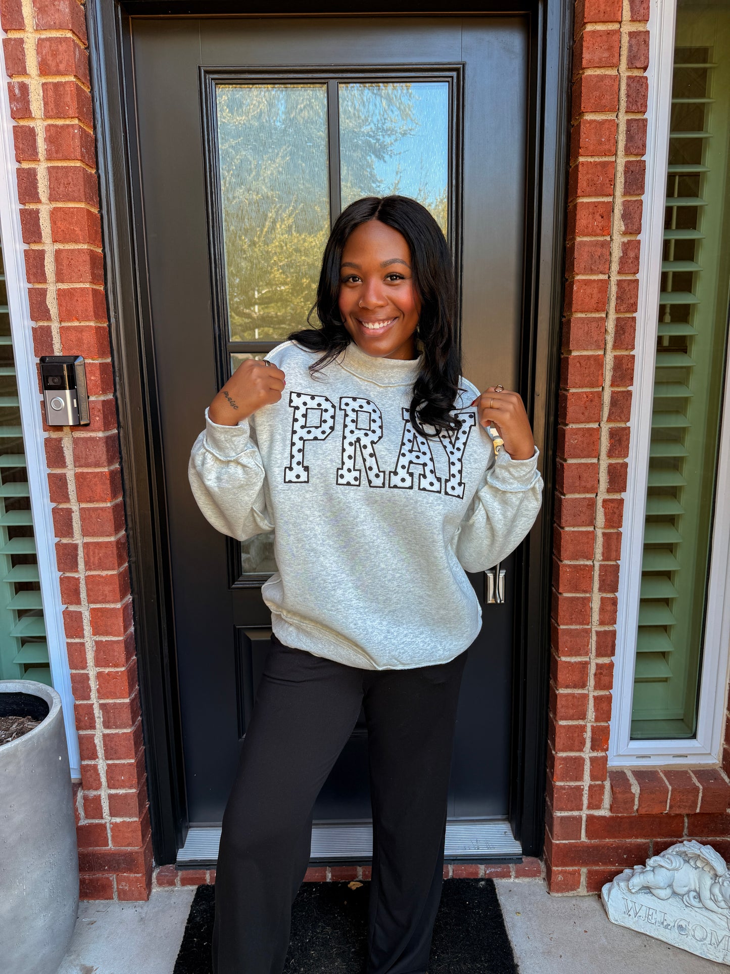 Pray Polka Dot Mock Neck Sweatshirt