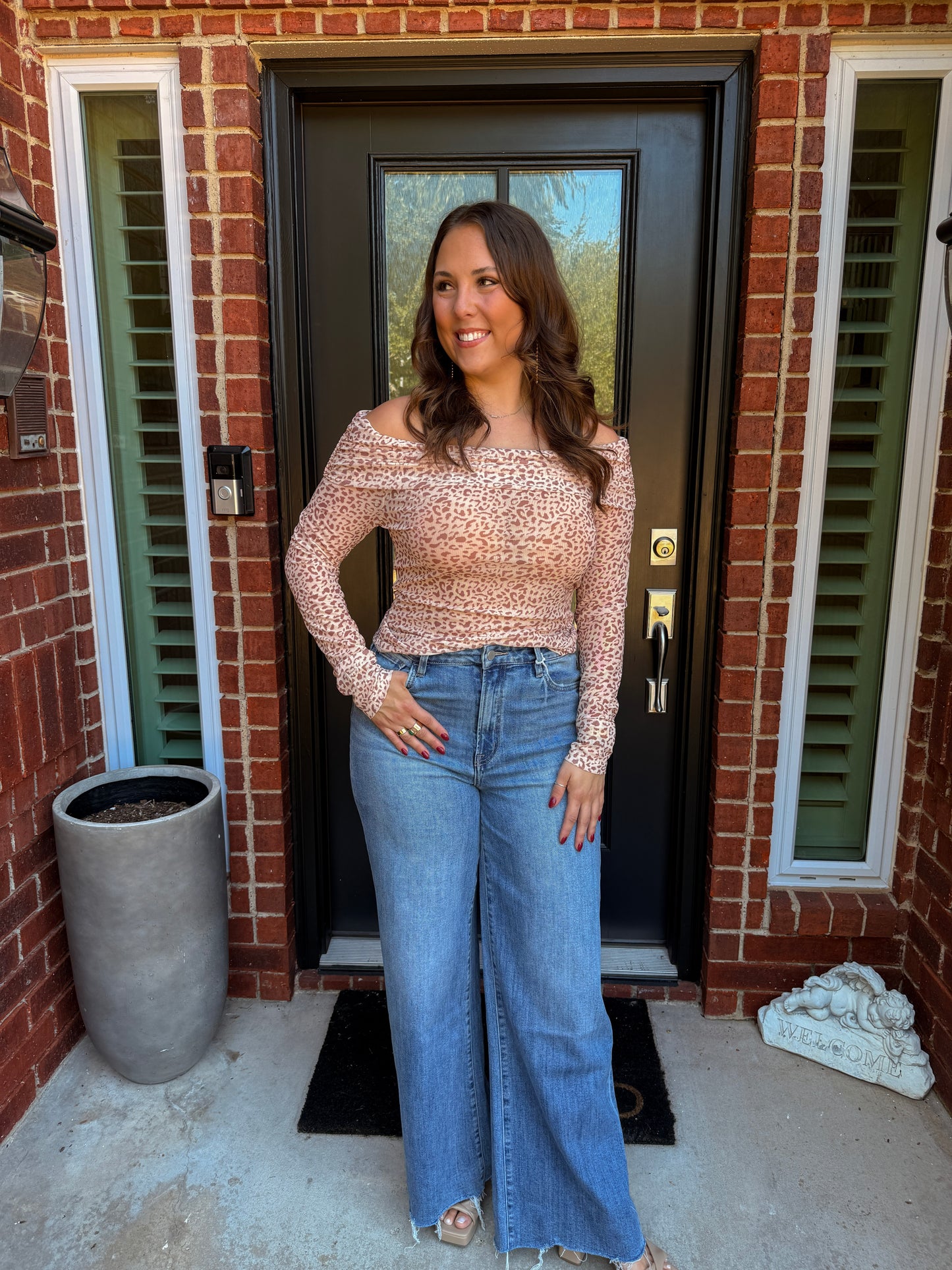 After Hours Leopard Off Shoulder Top