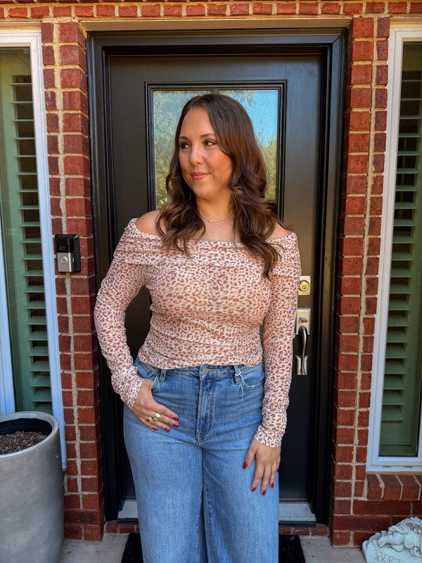 After Hours Leopard Off Shoulder Top