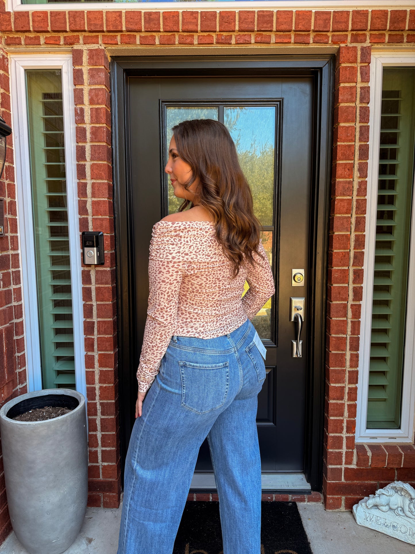 After Hours Leopard Off Shoulder Top