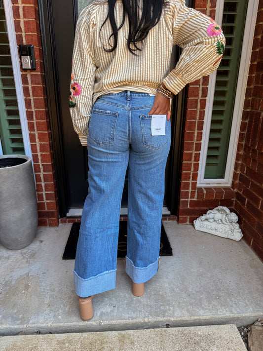 Olivia By Vervet Cuffed Wide Leg Jean